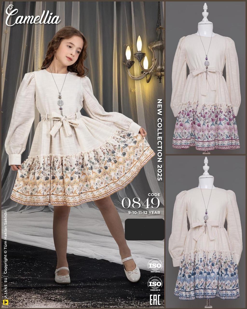 فستان نقش الأزهار من 9 الى 12 سنة