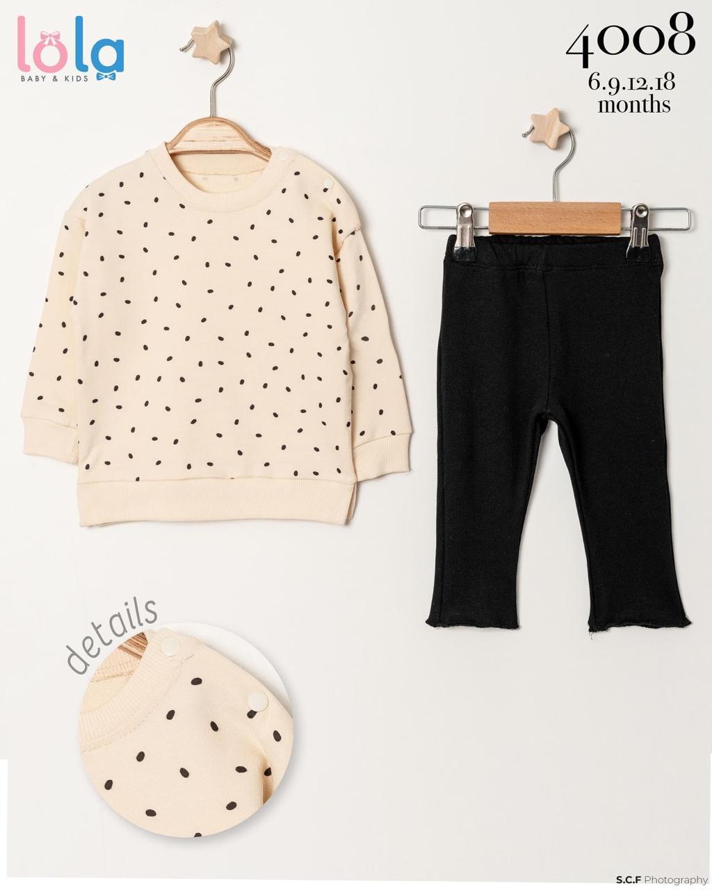 بلوزة منقطة مع بنطال من 6 الى 18 شهر