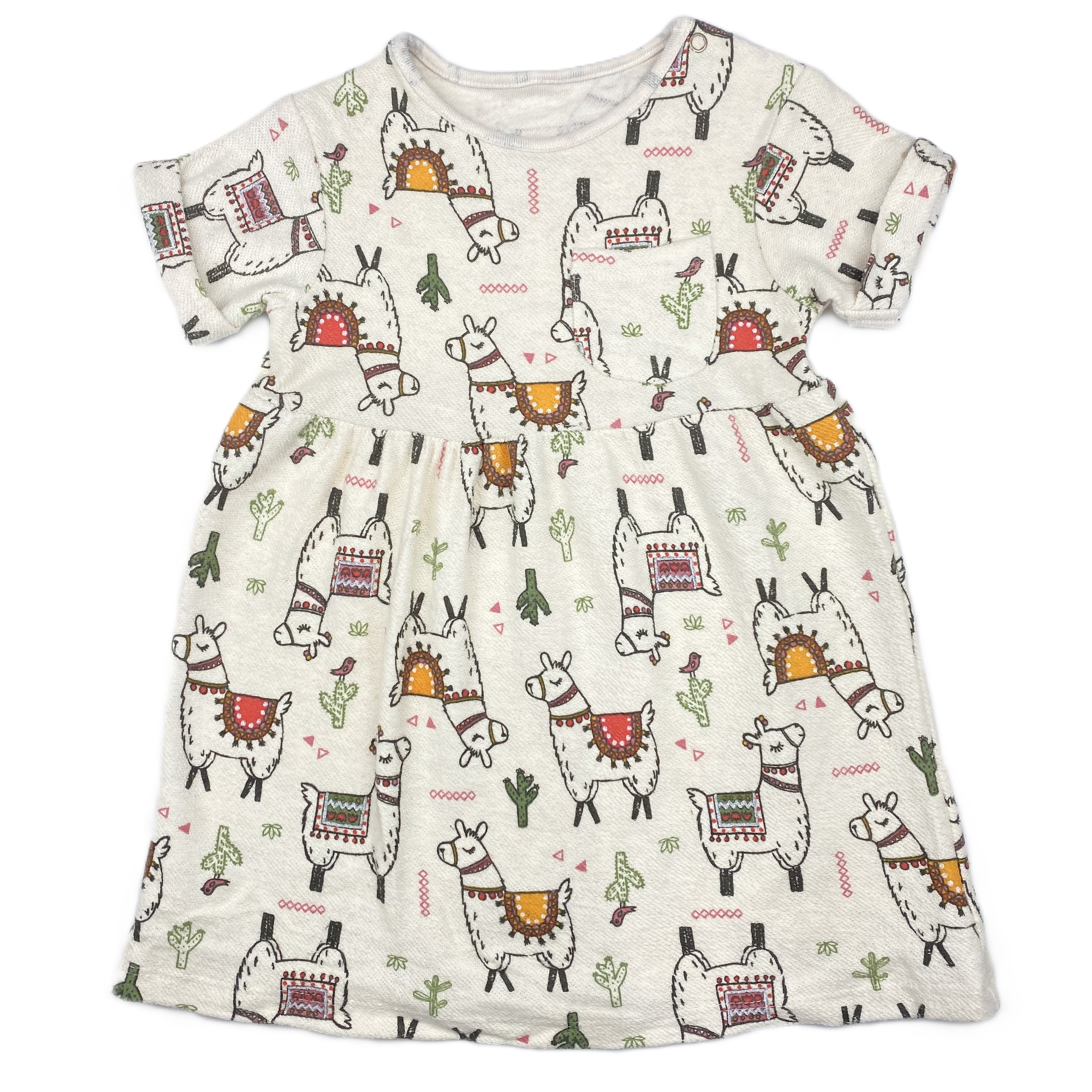 فستان لُطفي برسمة اللاما من شهرين الى 2 سنة